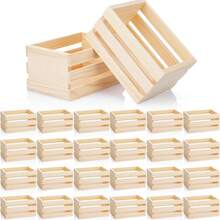 2/4/6 piezas Cajas de madera rústicas en miniatura, cajas de almacenamiento de madera sin terminar, adecuadas para manualidades DIY, cocina, oficina, dormitorio, armario, decoración rústica - Multicolor - Ver 5