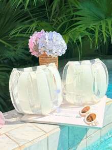 2 piezas de flotadores inflables para brazos con rayas transparentes y brillantes, adecuados para todas las edades, anillos de natación para brazos, mangas flotantes de PVC para agua, accesorios de natación para piscina y playa - Multicolor - Ver 8