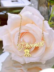 1pc Zirconia Flower Customized Nameplate, Personalized Name Pendant ...