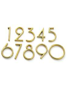 1pc Spherical Mirror Gold 3D ABS Number Door Sign, Self-Adhesive No-Drill Lightweight Waterproof High Visibility Rounded Modern Font Hotel Apartment Number Plate Indicator - House Number - View 1
