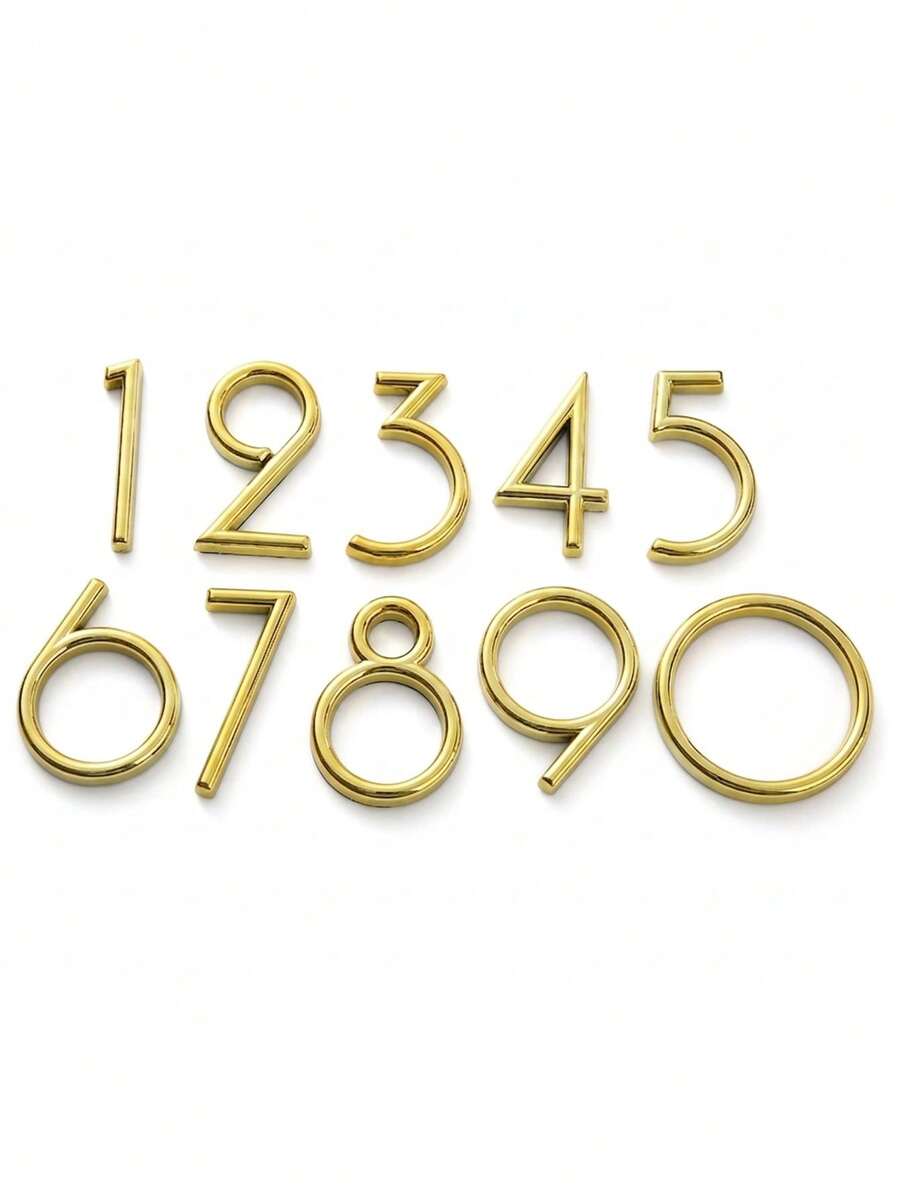 1pc Spherical Mirror Gold 3D ABS Number Door Sign, Self-Adhesive No-Drill Lightweight Waterproof High Visibility Rounded Modern Font Hotel Apartment Number Plate Indicator - House Number - View 1