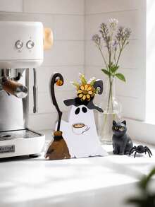1pc Ghost Desktop Stand, Fun Cartoon Halloween Themed Decor, Suitable For Bar Counter Layered Tray Tabletop Display, Cafe Holiday Atmosphere Decoration, Window Halloween Themed Backdrop, Halloween Holiday Atmosphere Decoration, Afternoon Tea Party Tabletop Decor, Themed Photography Backdrop Prop, Cute Quirky Style Scene Matching Accessory, Holiday Atmosphere Countertop Decoration, Ghost Coffee Creative Halloween Decor Craft - B - View 4