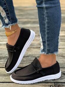 Plus Size Women's New Breathable Solid Color Canvas Rubber Sole Slip-On Lightweight Minimalist Casual Walking Shoes Daily Wear - Dark Gray - View 5