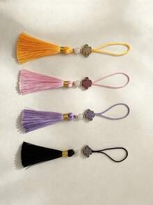 New Chinese Style Chinese Knot Tassel Phone Lanyard Faux Jade Bead Mini Thin Cord Vintage Oriental Bag Key Charm Multi Color Available - Baby Pink - View 4