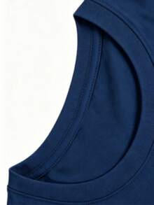 Big Jesus Fan Graphic Top-Loose-Fit Easy Relaxed Style, - Navy Blue - View 5