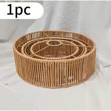 Dieser im Bohème-Stil gefertigte Kronleuchter-Lampenschirm, handgefertigt aus Naturseilen und Rattan, hat ein dreistufiges zylindrisches Design und eignet sich für Schlafzimmer, Badezimmer und die Dekoration von Landhäusern. - 1 - Übersicht 1