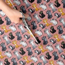 1pc Roll Pre-Cut Whimsical Cat Print Fabric Suitable For DIY Sewing, Scrapbooking, Tablecloths & Crafts - Cute Kitten Pattern With Kitten Illustrations, Hand Washable Polyester Cloth For Table Coverings, Dressmaking, Blankets - Cat - View 5