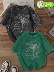 [Envío en 24h desde DE/FR/ES]Camiseta holgada informal con estampado de araña, cuello redondo, para mujer, ropa de verano para mujer, regalo perfecto - 1 imagen principal - Ver 11