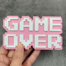 Retro Pixel "GAME OVER" Desktop Decor Sign, Suitable Gift For Gamers, 8-Bit Gaming Room Desktop Decoration, Size 4.7 X 2.7 Inches, No Power Required - GAME OVER - View 9