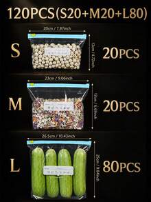 120/60/50/30/10pcs Zipper Reusable Sealing Bags, Food Storage Bags, Vegetable And Meat Packaging Bags, Refrigerator Odor-Proof Storage Bags, Food Moisture-Proof And Pest-Proof Sealing Bags, Packaging Bags, Kitchen Accessories, Gifts - Multicolor - View 14