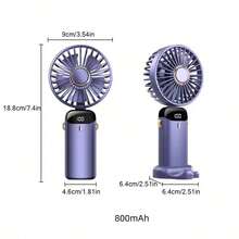 USB Rechargeable 1pc Portable Mini Fan - 5-Speed Adjustable Foldable Fan With LED Display - Battery Powered, Plastic Material, Suitable For Desktop, Office, Bedroom, Outdoor Travel, Camping, Back To School Supplies - N15 - View 7
