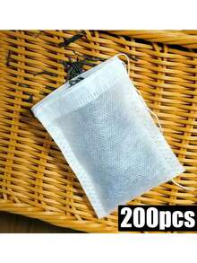 200/100/10pcs Tea Bags, Tea Strainer Filter Bags With Drawstring Closure, Non-Woven Fabric Natural Tea Filter Bags - Quality Upgrade - View 11