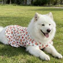 1件寵物花卉大狗洋裝，可愛粉色花卉洋裝，適合黃金獵犬、薩摩耶、拉布拉多及其他大型犬種 - 西瓜粉 - 查看 3