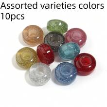 10pcs, 14*8mm Resin Starry Glitter Large Hole Abacus Beads, Random Color, Beads & Bead Assortments, DIY Bracelets, Necklaces, Phone Chains, Bag Charms, Beaded Curtains, Home Decor, Clothing Accessories - Multicolor - View 3