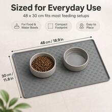 1-Pack Non-Slip Silicone Pet Feeding Mat, With Raised Edges, Paw Print Pattern, Waterproof, For Cats, Dogs, And Other Pets, Durable, Ideal For Christmas Holiday Gifts, Home Kitchen Floor Protection, Pet Supplies Gifts, Easy To Clean. - Grey - View 3