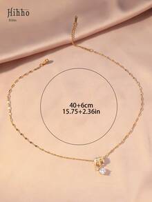 Hihho 1pc Luxury Three-Ring Zirconia Inlaid Necklace With Dynamic Large And Small Diamonds, Gold And Silver Plated, Elegant Date Outfit Collarbone Chain - Three-ring Water Droplet - View 8
