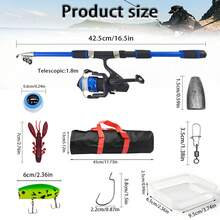 Portable Telescopic Rotating Fishing Rod And Reel Set, Includes Soft Lures, Crayfish Baits, Hard Lures, Sinkers, Swivels, Hooks And Storage Bag, Freshwater And Saltwater Universal Travel Fishing Gear Set, Suitable For Beginners - Set - View 10