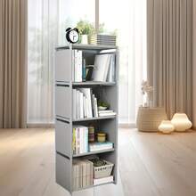 No-Assembly Modular Dust-Proof Storage Cabinet With Luxury Gold Handles, Closed Drawer Storage Unit, Living Room Bookshelf, Balcony Snack Organizer, Entryway Shoe And Miscellaneous Storage Rack, Sturdy Metal Frame, Multi-Specification Combinable Shelving Unit - Multicolor - View 4