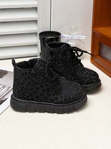 Unisex Kids' High-Top Ankle Boots, Soft Sole Non-Slip Single-Layer Lining Fashionable Comfortable Ankle Boots - Black - View 2