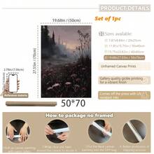 1pc Canvas Wall Art, Framed Wall Decor, Misty Forest Thistle Meadow Sunset Oil Painting, Dark Pastoral Landscape Canvas Wall Art, Vintage Natural Style Wall Decor Poster, Suitable For Living Room, Bedroom, Country Cottage, Log Cabin, Farmhouse Home Wall Decoration, Perfect Country Style Art Gift, Gothic Decor Poster, Room Decor, Home Decor, Holiday Poster - Multicolor - View 18