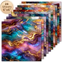 24 Sheets 6X6 Inch Contrast Galaxy Gold Ore Decorative Paper | Dreamy Fluid Ink Texture, Handmade Projects / Scrapbooking / Wedding Cards / Luxury Gift Box Base Paper - Square - View 11