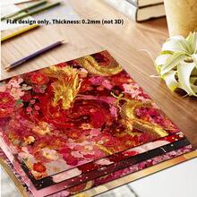 24 Sheets 6X6 Inch Chinese Style Dragon & Cherry Blossom Decorative Paper, Red & Gold Dragon Pattern New Chinese Style Scrapbooking Collage DIY Handmade Material Paper, Suitable For Scrapbooks, Bullet Journals, Greeting Cards, Gift Wrapping - Square - View 4
