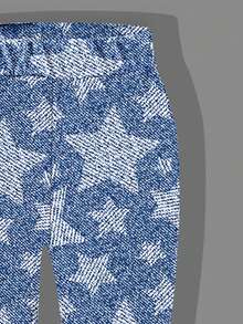 Girl's Cartoon Letter Print Crew Neck Sweatshirt & Slim Fit Star Print Flare Jeans, 2pcs Set For Autumn/Winter - Baby Blue - View 8