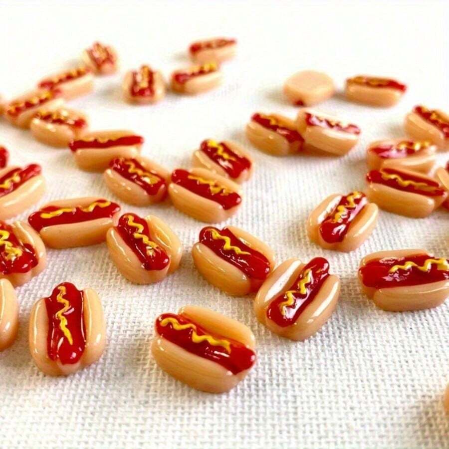10件/5件/1件迷你樹脂熱狗裝飾品,適用於娃娃屋食物裝飾、仙女花園、微縮景觀與手工藝,鮮豔色彩,無需電源,精緻耐用的小型模型 - 多色 - 查看 1