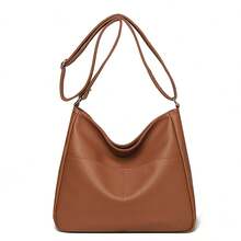 極簡風軟皮托特包 女款 2026新款 大容量 百搭 單肩斜跨包 通勤 Hobo Bolsa Sac A Main - 棕色 - 查看 11