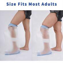CureSquad Widen Waterproof Cast Covers Shower Leg Reusable Shower Sleeve Leg After Surgery, Double Deep-Grooved Anti-Slip Strips On Sole, Watertight Adult Cast Protector - Blue - View 5