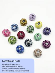 8# Dual-Color Lace Yarn, 25m/Pack, Mixed Color Fine Crochet Thread, Suitable For Crochet Knitting, Lace Trim Making, Handmade Jewelry Creation, Practical Knitting Accessory - Two-tone Lace Thread - View 6