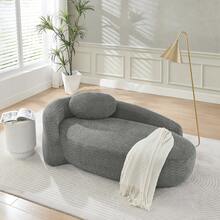 Sofa Grey Made Of Teddy For Living Room - 深灰色 1 人座 - 查看 7