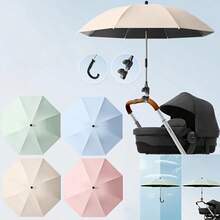 360° Rotating Clip-On Sun Umbrella, UPF 50+ Sun Protection, With Clip Handle And Curved Umbrella Arm, Baby Stroller Sun Shade: Stroller Essential, Suitable For Camping, Beach Lovers, Anglers And Outdoor Leisure Activities - A - View 10