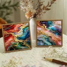 24 Sheets 6X6 Inch Contrast Galaxy Gold Ore Decorative Paper | Dreamy Fluid Ink Texture, Handmade Projects / Scrapbooking / Wedding Cards / Luxury Gift Box Base Paper - Square - View 6
