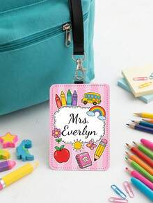 1pc Custom Teacher Name Badge Holder With Lanyard,ID Card Cover,Luggage Tag,Teacher Appreciation Gift,Back To School,Staff Name Tag,Trip Tag - Multicolor - View 12