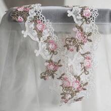 復古風蕾絲緞帶 精緻皇冠緞帶 適合縫製 新娘婚禮貼花裝飾 禮品包裝 家用桌布窗簾裝飾 帽子包包裝飾 3.3英吋寬 1/5碼 - 多色A - 查看 19
