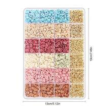 1400Pcs Soft Bohemian Style Polymer Clay Beads Set - Mixed Shapes With Hollow Details - DIY Jewelry Making & Friendship Bracelets - 24 Grids - View 2