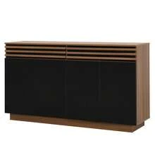 Modern Sideboard 150 X 40 X 85 Cm In Brown Wood Effect Black Doors - Lots Of Storage Space - 黑色和棕色 - 查看 4