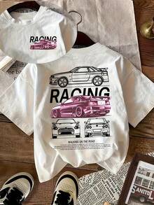Women'S Casual T-Shirt Racing Letters PrintThe Most Comfortable And Suitable Outfit For Traveling And Having Fun.The Most Wonderful Gift. - 白色 - 查看 10