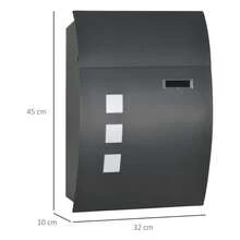 HOMCOM Wall Mounted Letter Box, Weatherproof Post Box For Outside Wall, Modern Mailbox With 2 Keys And Nameplate, Anthracite Grey - T0001-01-6122 - View 10