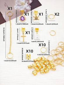 27件組惡魔之眼編髮環 金色女用裝飾髮夾 時尚髮飾 編髮飾品 - 金色 - 查看 6