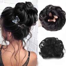 Cincin Ekstensi Rambut Sanggul Alami Mengembang, Aksesori Rambut Sanggul Longgar, Aksesori Rambut Sanggul Palsu - MultiWarna - View 13