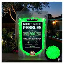 200pcs 2026 Colorful Glow-In-The-Dark Garden Stones, Night Guide Glowing Pebbles, Rainbow Fluorescent Stepping Stones, Outdoor Landscape Decoration, Aquarium Fish Tank Decor - Regular Model - View 12