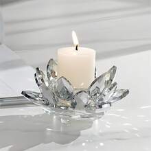 1pc Sparkling Crystal Floral Candle Holder, Ideal Housewarming Gift And Valentine's Day Home Decor - Multicolor - View 13