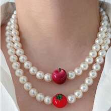 One Piece Ins Viral Sweet Cool Fruit Pearl Necklace Adjustable Gold Extension Chain Aesthetic Daily Clavicle Chain. - Fruit Necklace - View 1