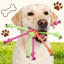 Handmade Woven Colorful Rope Knot Toy, Teething & Dental Cleaning, Interactive Play & Fetch Training Toy For Small Dogs - Multicolor - View 5