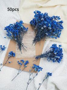 25/50/100/300pcs Blue Artificial Baby's Breath Flowers, Romantic Floral Decor For Wedding Dining Table Restaurant Kitchen Vase Arrangement - Royal Blue - View 11