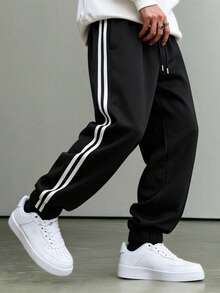 Men's Casual Loose Fit Jogger Sweatpants, Spring/Summer Fashion Sports Long Pants - Black - View 1