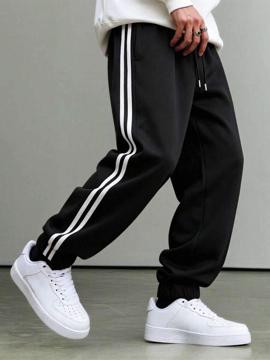 Men's Casual Loose Fit Jogger Sweatpants, Spring/Summer Fashion Sports Long Pants - Black - View 1