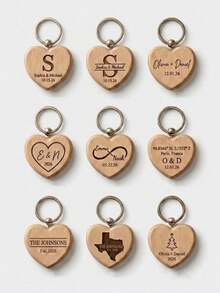 Custom Engraved Acacia Wood Keychain, Personalized Tag For Baptism, Wedding Favors, Bridal Party & Anniversary Gifts, Housewarming Door Marker - Multicolor - View 3